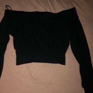 Forever 21 black long sleeve off the shoulder crop top